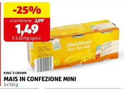 ALDI KING'S CROWN MAIS IN CONFEZIONE MINI offerta