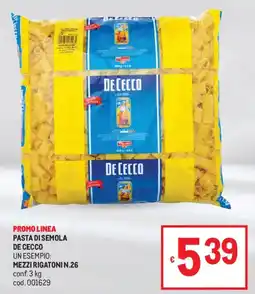 Metro Pasta di semola De Cecco offerta