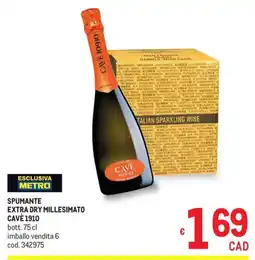 Metro Spumante extra dry millesimato Cavè 1910 offerta