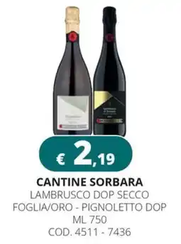 Altasfera Cantine Sorbara Lambrusco Dop Secco Foglia/Oro - Pignoletto Dop offerta
