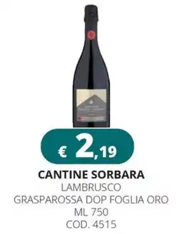 Altasfera Cantine Sorbara Lambrusco Grasparossa DOP Foglia Oro offerta