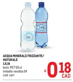 Metro Acqua minerale frizzante naturale Lilia offerta