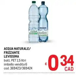 Metro Acqua naturale frizzante levissima offerta