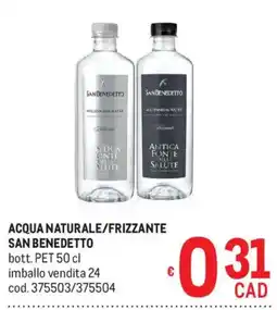 Metro Acqua naturale/frizzante San Benedetto offerta