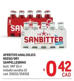 Metro Aperitivo analcolico rosso/dry sanpellegrino offerta