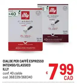 Metro Cialde per caffè espresso Intenso/Classico Illy offerta