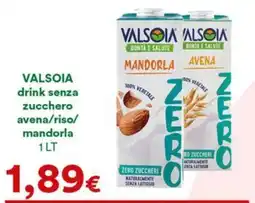 Supermercati Pasquale Prisco ValsOia drink senza zucchero avena/riso/mandorla offerta