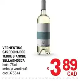 Metro Vermentino Sardegna Doc Terre Bianche Sella&Mosca offerta