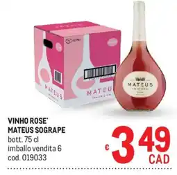Metro Vino Rose' Mateus Sogrape offerta