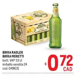 Metro Birra radler birra moretti offerta
