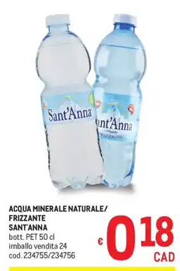 Metro Acqua minerale naturale frizzante Sant'Anna offerta
