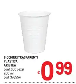 Metro Bicchieri trasparenti plastica Aristea offerta
