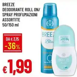 IperFamila Breeze deodorante roll on/spray profumazioni assortite offerta
