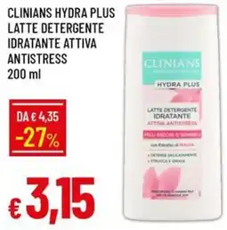 IperFamila Clinians Hydra Plus latte detergente idratante attiva antistress offerta