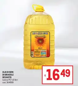 Metro Olio di semi di girasole Desantis offerta