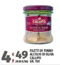 Vivo Supermercati Filetti di tonno all'olio di oliva Callipo offerta
