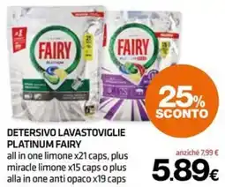 Superconti Detersivo lavastoviglie Platinum Fairy offerta