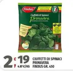 Vivo Supermercati Ciuffetti di Spinaci Primavera Findus offerta