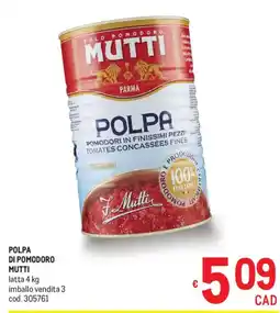 Metro Polpa di pomodoro Mutti offerta