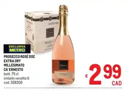 Metro Prosecco Rosé Doc Extra Dry Millesimato Ca' Ernesto offerta