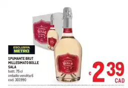 Metro Spumante brut millesimato bolle sala offerta