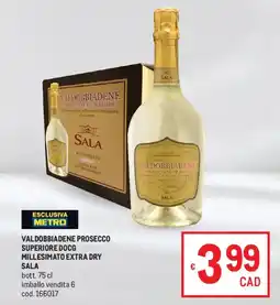 Metro Valdobbiadene Prosecco Superiore DOCG Millesimato Extra Dry Sala offerta