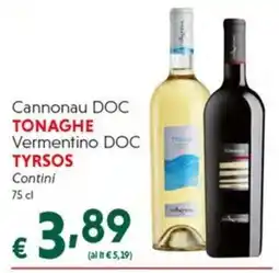 DiMeglio Cannonau DOC Tonaghe Vermentino DOC Tyrsos Contini offerta