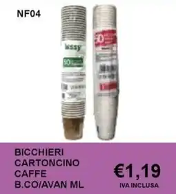 Italy Cash and Carry Bicchieri cartoncino caffè kissy offerta