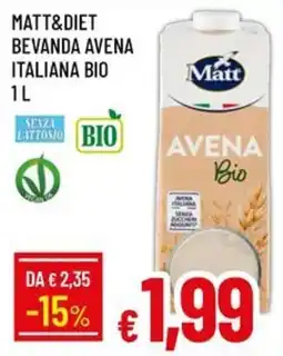 IperFamila Matt bevanda avena italiana bio offerta