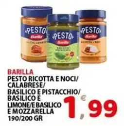 Premium Supermercati Barilla Pesto Ricotta e Noci/Calabrese/Basilico e Pistacchio/Basilico e Limone/E Basilico e Mozzarella offerta