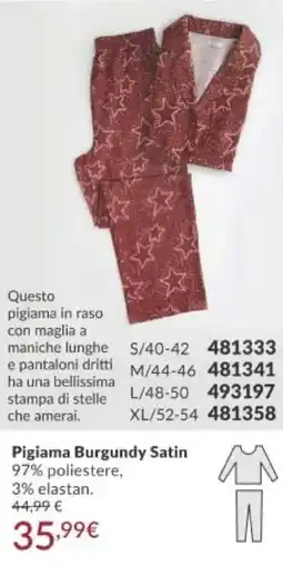 Avon Pigiama Burgundy Satin offerta