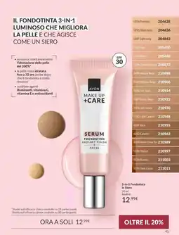 Avon Make Up +Care Serum Foundation Radiant Finish offerta