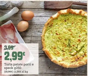 Torta patate porri e speck