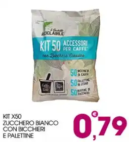 Rosa Cash Kit 50 zucchero bianco con bicchieri e paletttine offerta