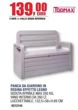 Self Panca da giardino in resina effetto legno offerta