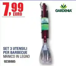 Self Set 3 utensili per barbecue manico in legno Gardenia offerta