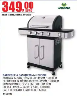 Self Barbecue a gas Quito 4+1 fuochi Gardenia offerta
