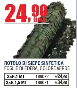 Self Rotolo di siepe sintetica foglie di edera colore verde offerta