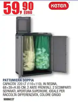 Self Pattumiera doppia Keter offerta