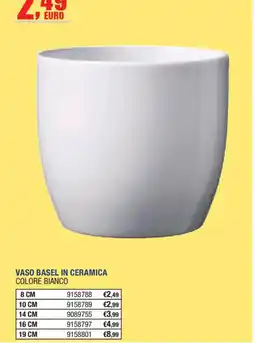 Self Vaso Basel in ceramica colore bianco offerta