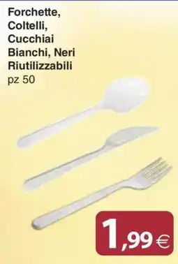 Docks Cash&Carry Forchette, Coltelli, Cucchiai Bianchi, Neri Riutilizzabili offerta