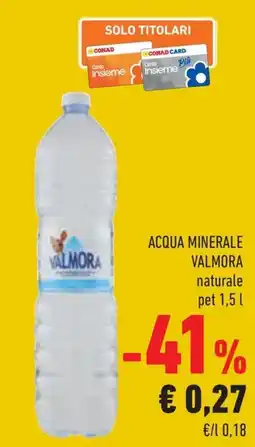 Conad Margherita Acqua minerale Valmora naturale offerta