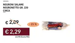Prezzemolo e Vitale Negroni salame Negronetto offerta