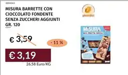 Prezzemolo e Vitale Misura barrette con cioccolato fondente senza zuccheri aggiunti offerta