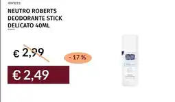 Prezzemolo e Vitale Neutro Roberts deodorante stick delicato offerta
