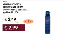 Prezzemolo e Vitale Neutro Roberts deodorante spray uomo fresco essenza marina offerta
