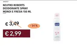 Prezzemolo e Vitale Neutro Roberts deodorante spray monoï e fresa offerta