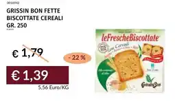 Prezzemolo e Vitale Grissin Bon Fette Biscottate Cereali offerta