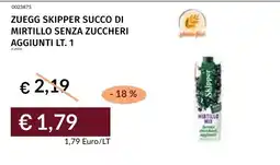 Prezzemolo e Vitale Zuegg skipper succo di mirtillo senza zuccheri aggiunti offerta