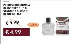 Prezzemolo e Vitale Proraso dopobarba barbe dure olio di sandalo e burro di karite offerta